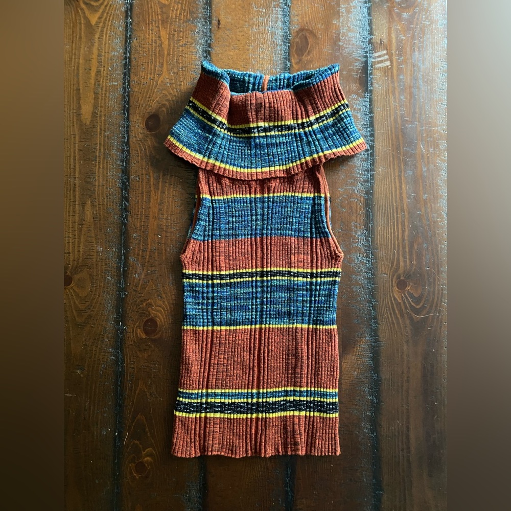 Free People cowl neck sweater tank top size L S EC vintage ~